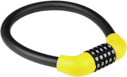 Замок вело/трос/код R-Lock BIG-03 сталь 15 мм длина 570 мм 5 цифр антивзлом 370 гр желтый 709133