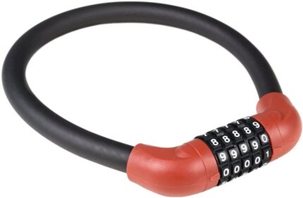 Замок вело/трос/код R-Lock BIG-03 сталь 15 мм длина 570 мм 5 цифр антивзлом 370 гр красный 709132