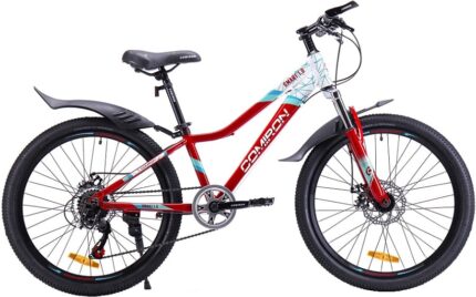 Велосипед подростковый 24" COMIRON Smart 2.0 Al 12"(белый/красный) 13 кг(7ск) 685591
