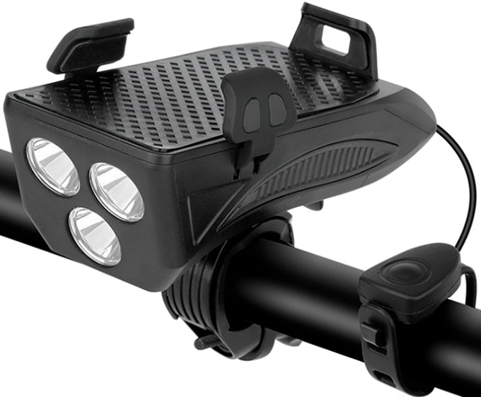Фара Comiron Holder FR-13B 3 диода 400 lm АКБ 3,7V/4800 mAh USB сигнал черный 9358 Фара Comiron Holder FR-13B 3 диода 400 lm АКБ 3,7V/4800 mAh USB сигнал черный 9358