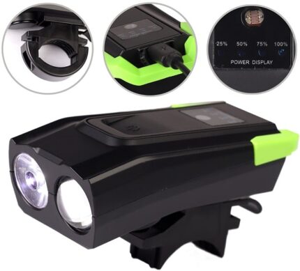 Фара Comiron Smart-2  2 диода T6 800 lm АКБ 3,7V/2000 mAh USB сигнал черный/зеленый 9355