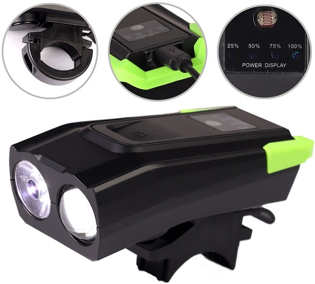 Фара Comiron Smart-2 2 диода T6 800 lm АКБ 3,7V/2000 mAh USB сигнал черный/зеленый 9355 Фара Comiron Smart-2 2 диода T6 800 lm АКБ 3,7V/2000 mAh USB сигнал черный/зеленый 9355