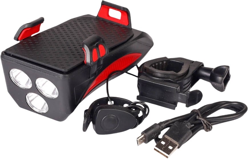 Фара Comiron Holder FR-13B 3 диода 400 lm АКБ 3,7V/4800 mAh USB сигнал черный/красный 9360 Фара Comiron Holder FR-13B 3 диода 400 lm АКБ 3,7V/4800 mAh USB сигнал черный/красный 9360