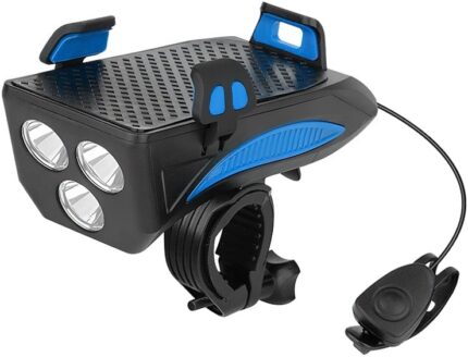 Фара Comiron Holder FR-13B 3 диода 400 lm АКБ 3,7V/4800 mAh USB сигнал черный/синий 9359