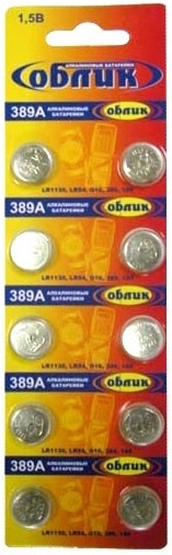 Элемент 389А Облик (AG-10) alkaline питания 1,5V