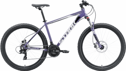 Велосипед горный 27,5" STARK Hunter 2 Al HD 20" (фиолетовый/черный) 15.8 кг (21ск)