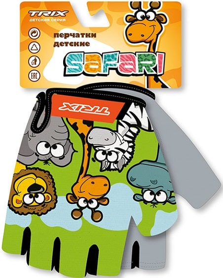Перчатки вело к/п детские Trix Safari лайкра/гель/иск замша (7XC) зеленый Перчатки вело к/п детские Trix Safari лайкра/гель/иск замша (7XC) зеленый