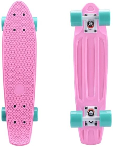 Пенни борд PLANK P-20 Miniboard дека 22" пластик розовый/зеленый