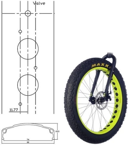Обод колеса 26  Author Al/1 32H (559 х74 мм) 796 гр для FAT BIKE лайм 8-36091532