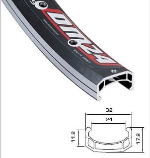 Обод колеса 24  Alexrims DX-24 Al/2 32H (32/24 х 17,2) мм (507-24) 3-х канальный A/V черный 2757