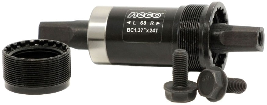 Каретка картридж Neco B-910 68/122,5 мм стальные чашки с болтами черный 3024010-122 Каретка картридж Neco B-910 68/122,5 мм стальные чашки с болтами черный 3024010-122