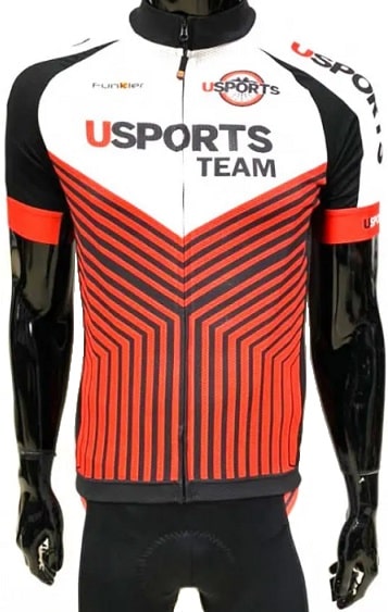 Футболка вело USPORTS TEAM PRO Parma J-930  (L) с молнией к/ рукав черный/оранж 19-103