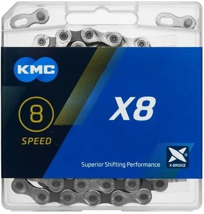 Цепь вело KMC X-8 1/2"х3/32" 7,1 мм 116 звеньев 8 скор замок серебро/серый